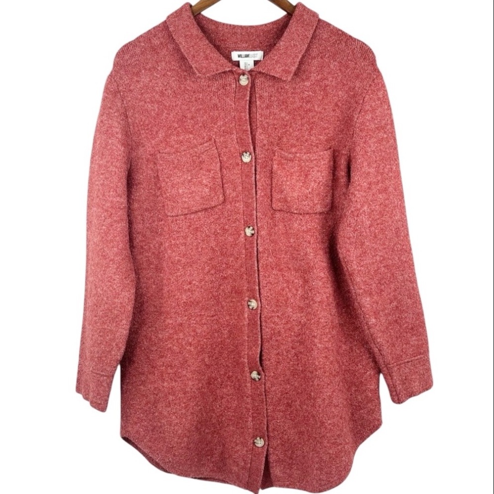 William Rast Wool Blend Rust Tone Two Pocket Full Button Down Cardigan Jacket L